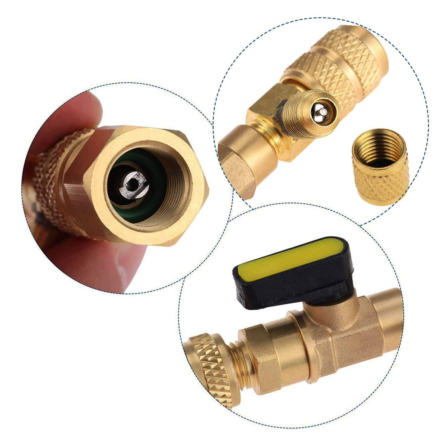 R410A R22 Valve Core Remover Installer Tool with Dual Size 1/4 & 5/16 Port for R404A R407C R134A R12 R32 HVAC System