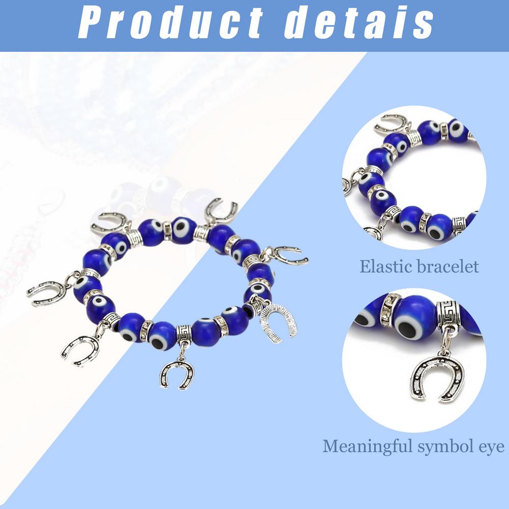 Evil Eyes Beaded new Bracelet 4 Types Blue Stretch Charm Wrist-band Chain 2025 Amulet Jewelry with Blue Eye Horseshoe Artificial Gemstone