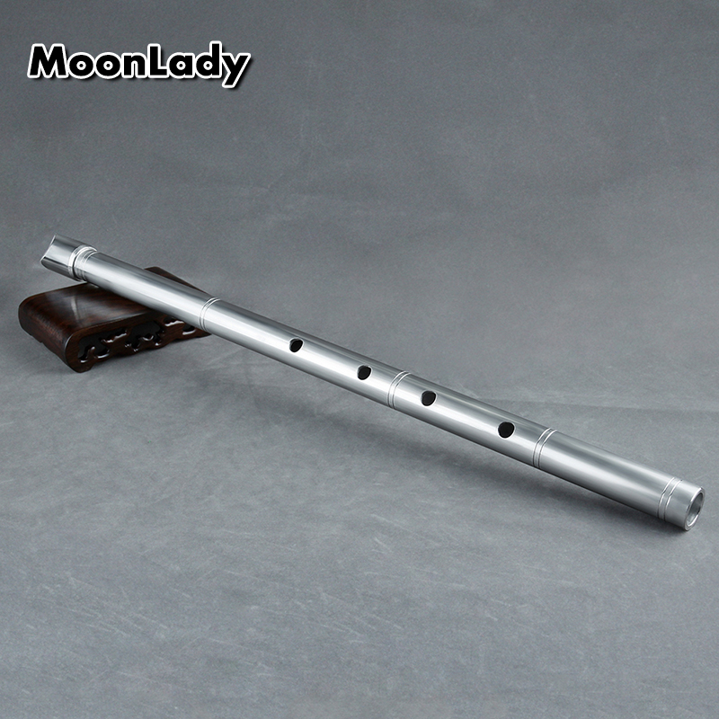 Chinese Traditional Vertical D Key Metal Shakuhachi 5 Holes Musical Instruments New Arrival Silver Flute Metal Instrument