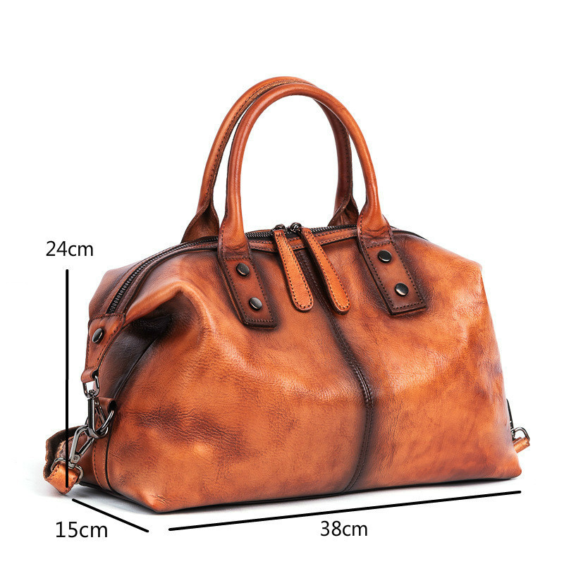 New Hand Painted Women Handbag Genuine Cowhide Leather Dumpg Large Capacity Vintage Top-Handle Bag For Female Genuine Leather BagVoyage