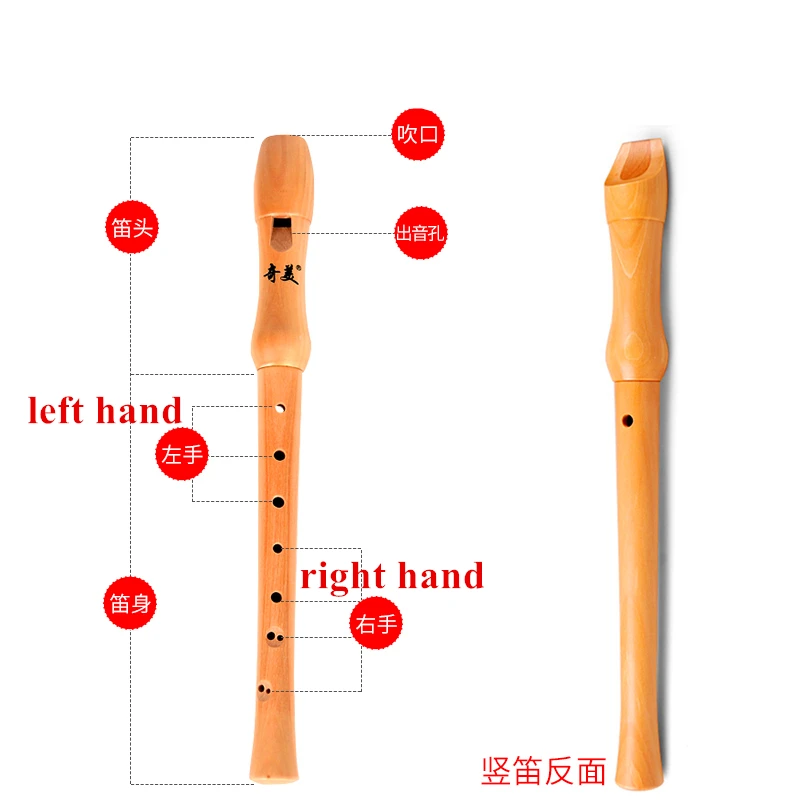 Chinese Vertical Clarinet Flute, Wooden Recorder, Musical Instrument, German, Baroque, Soprano, 8 Holes