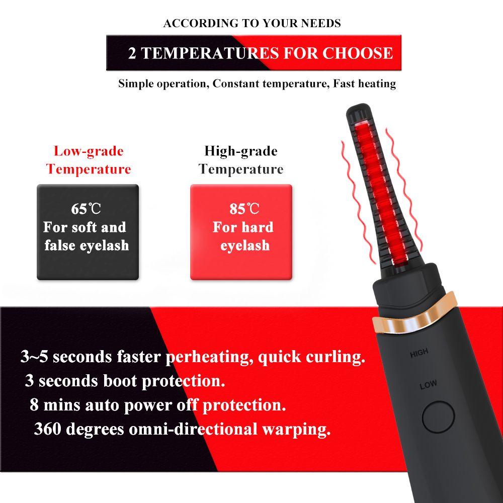 b Electric Heated Eyelash New TinWong Curler USB Rechargeable Portable Long Lasting