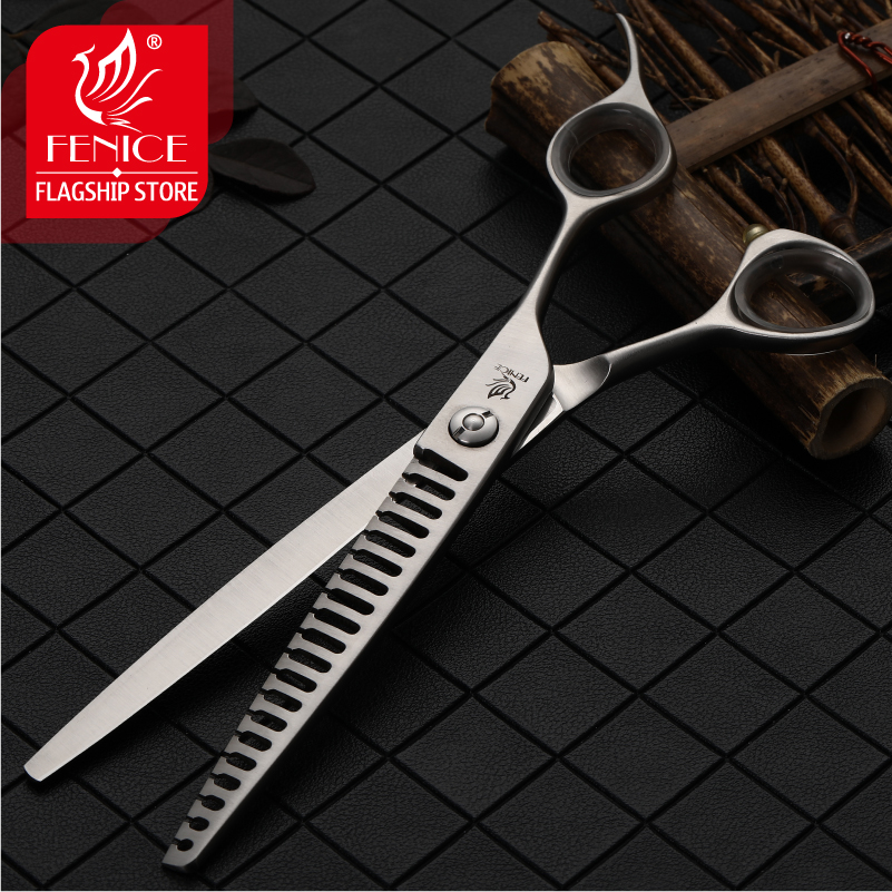 Fenice 7/7.5 Inch Professional VG10 Steel Pet Dog Grooming Scissors Set Dog Shears Cutting Thinning Curved Scissors With Comb