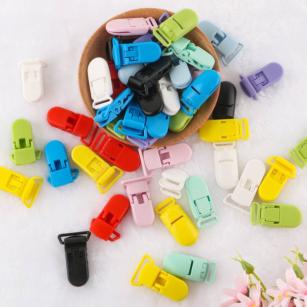 Kovict 50-200Pcs Wholesale Color Baby Pacifier Clip Solid Plastic Clip DIY Baby Pacifier Chain Jewelry Accessories
