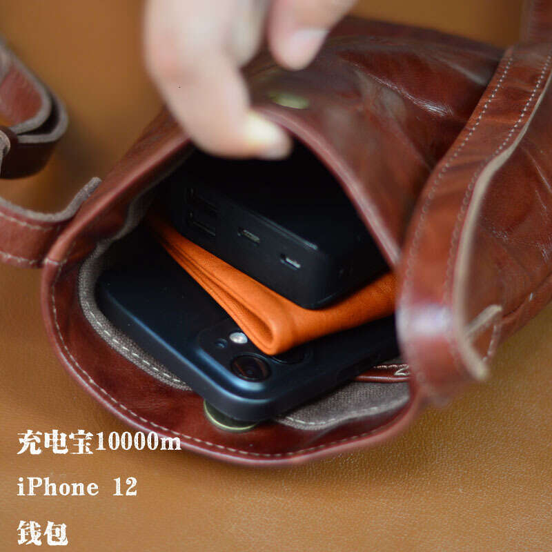 Vegetable Tanned Vintage Diagonal Backpack Key Storage Cross-Border Explosive Female Leather Mobile Phone Bag