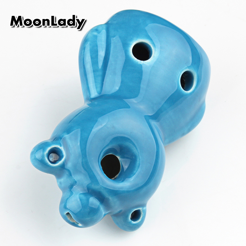 4 Colors Ocarina 6 Hole Bear Small Ocarina Alto C Tone Beginner Ocarina Tourist Souvenir Teaching Toys Ceramic Pendant