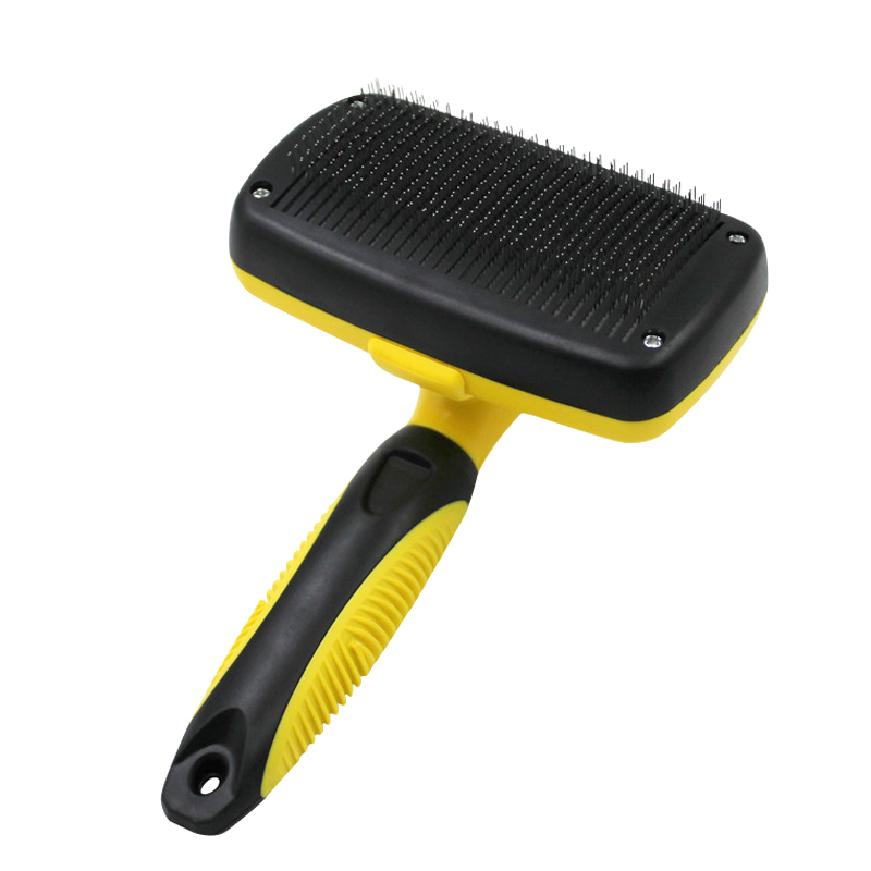 Fenice Self Cleaning Curved Needle Comb Brush for Dog Cat Removes Hair Massages Pet Comb Grooming Supplies