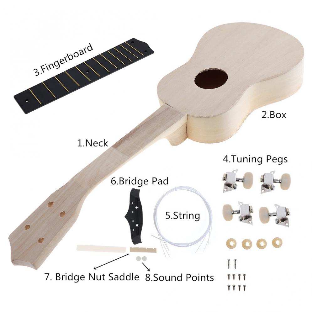 DIY Ukulele 21 Inch Kit Deer Sound Hole Basswood Soprano Hawaii Guitar Handwork Painting for Parents-child Campaign