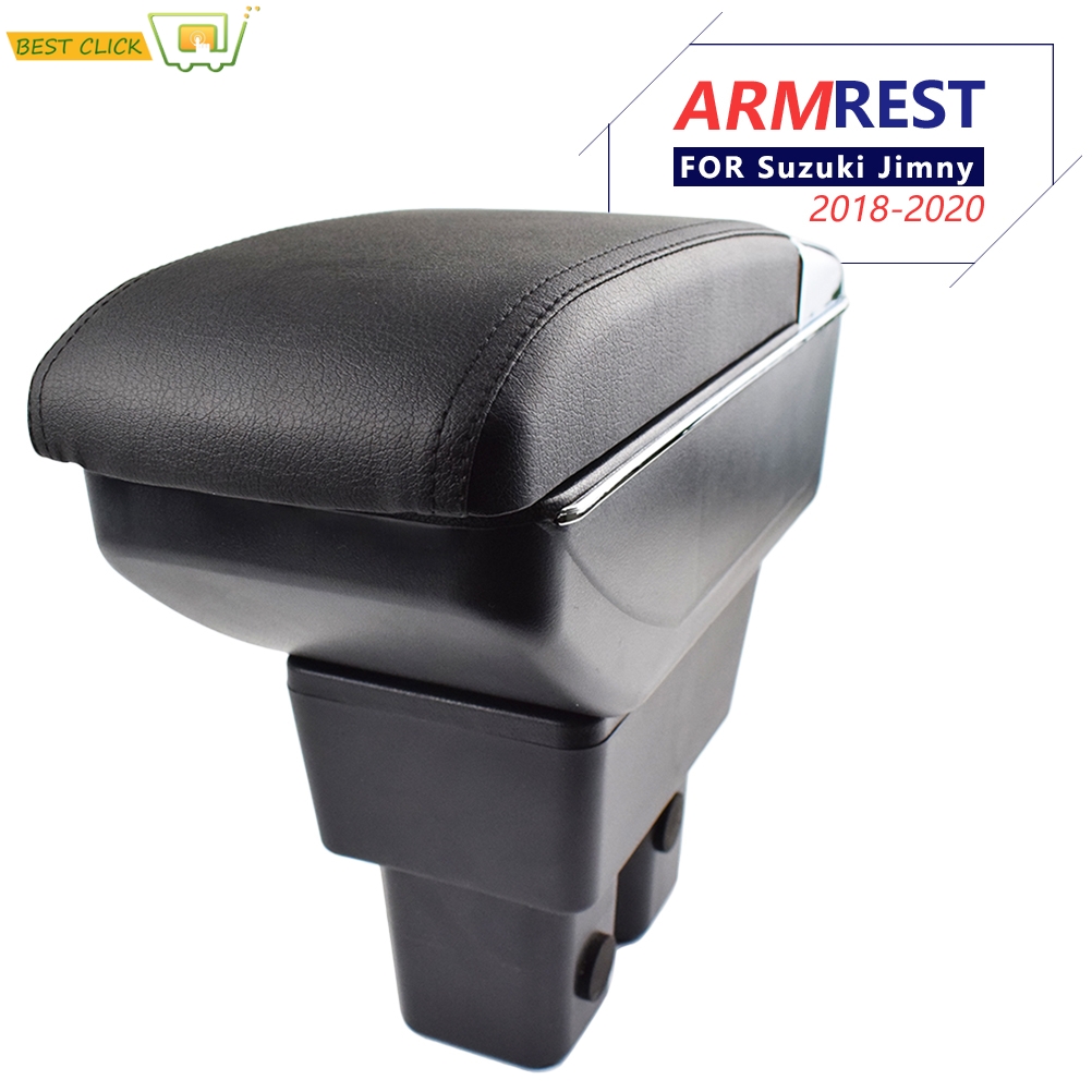 Armrest box For Suzuki Jimny 2019 2020 Duel Comfort Storage Black Leather Container Tray Center Console Cup Holder Car Styling