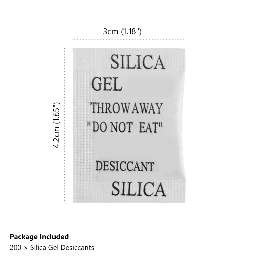 50/100/200 Packs 1g Non-toxic Silica Gel Desiccant Packets Safe Moisture Absorbing Drying Bulk Bags For Clothes Food Storage