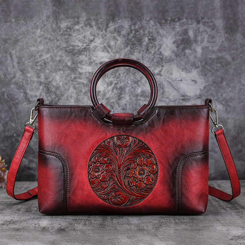 2024 Summer New Luggage Leather Flower Small Square PU Pattern Women's Shoulder Bag