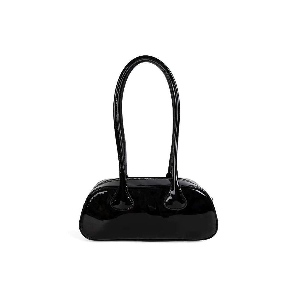 Korean niche one shoulder underarm bowling bag patent leather