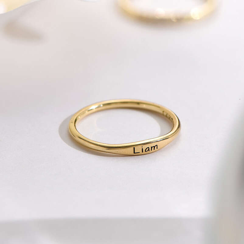 Personalized Stainless Customize Steel Gwen Thin Name Ring Engraved Anniversary Valentine's Day Gifts For Girl and Women