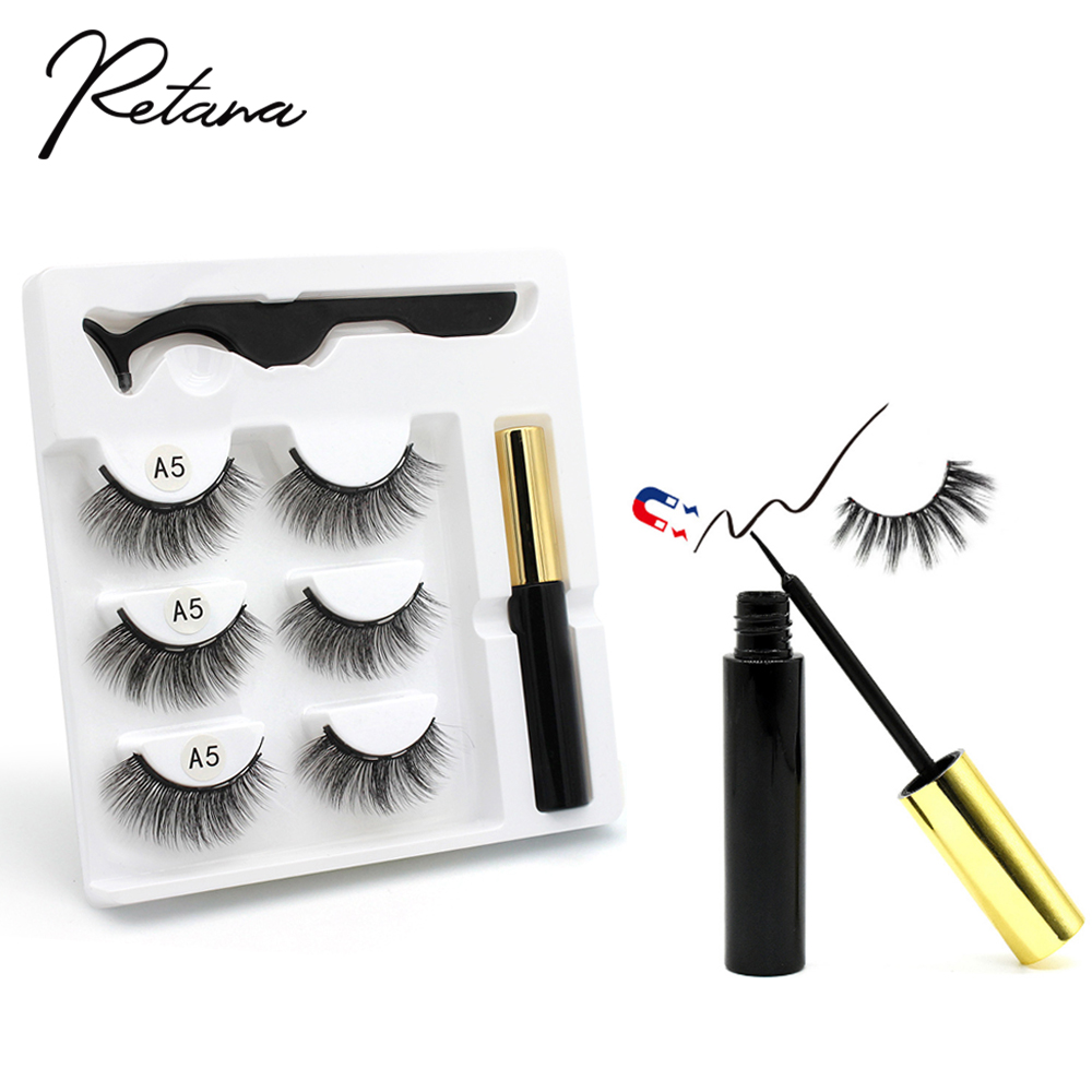 b D Magnetic false eyelashes Eyelashes magnetic liquid eyeliner waterproof durable tweezer set hand eyelash makeup tool