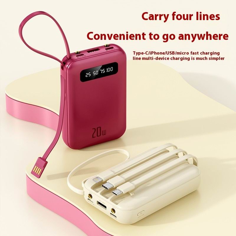 Portable Mini Power Bank - 20000mAh Capacity, Rapid Charge USB-C & MicroUSB, LED Screen