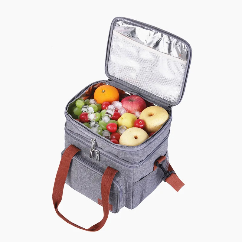 Double Layer Oxford Cloth Aluminum Foil Insulated Lunch Bag For Women Men Portable Tote Cooler Lunch Box Student Bento Handbag 240409