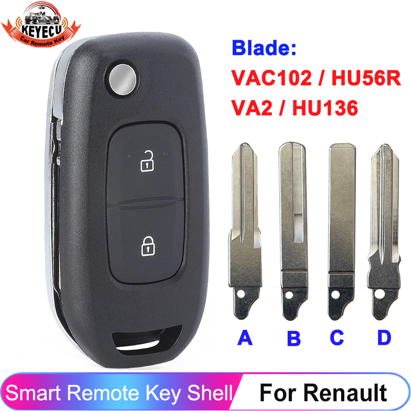 KEYECU Folding Remote Car Key Shell For Renault Kadjar Captur Megane Symbol 2 Buttons new Key 2025 Case Fob With HU136 HU56R VAC102 VA2