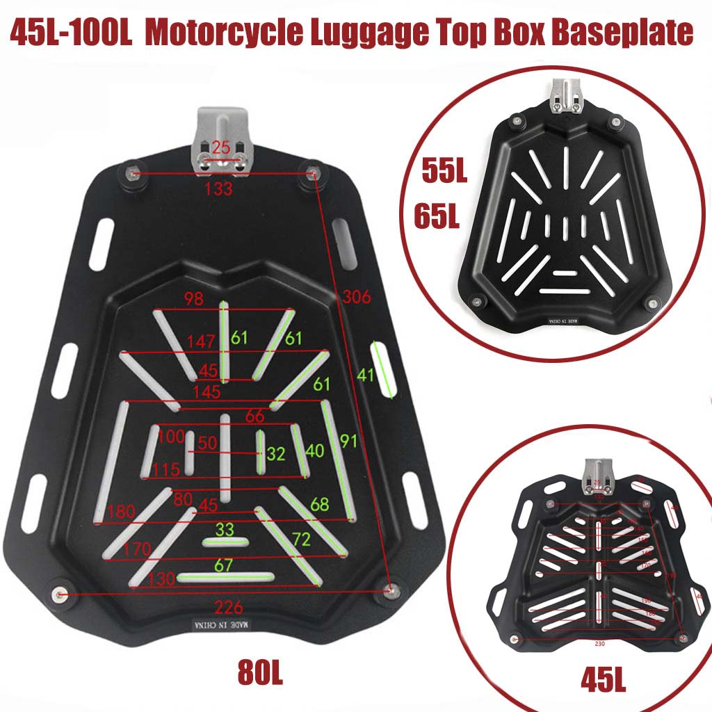 45L 55L 65L 80L 100L Motorcycle Rear Top Luggage Box Storage Case Trunk Cargo Toolbox Bracket Frame Plate Shelf Holder Accessory