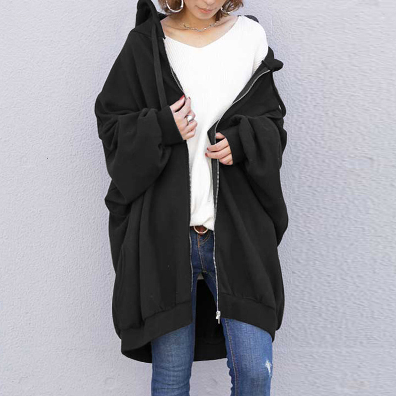 Designer's autumn and winter overseas new women's clothing sexy solid color loose hoodie fashionable hooded zipper