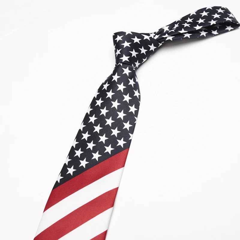 Fashion Classic Artificial Silk Star Striped American Flag Mens Necktie for Man Wedding Performance Tie for Busin Party TiesX241111