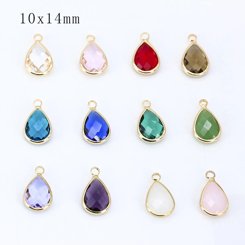 12pc/lot Waterdrop Charms Quartz Crystal Glass Charm Pendant for Necklace Bracelet Earrings Connector DIY Jewelry Making Finding