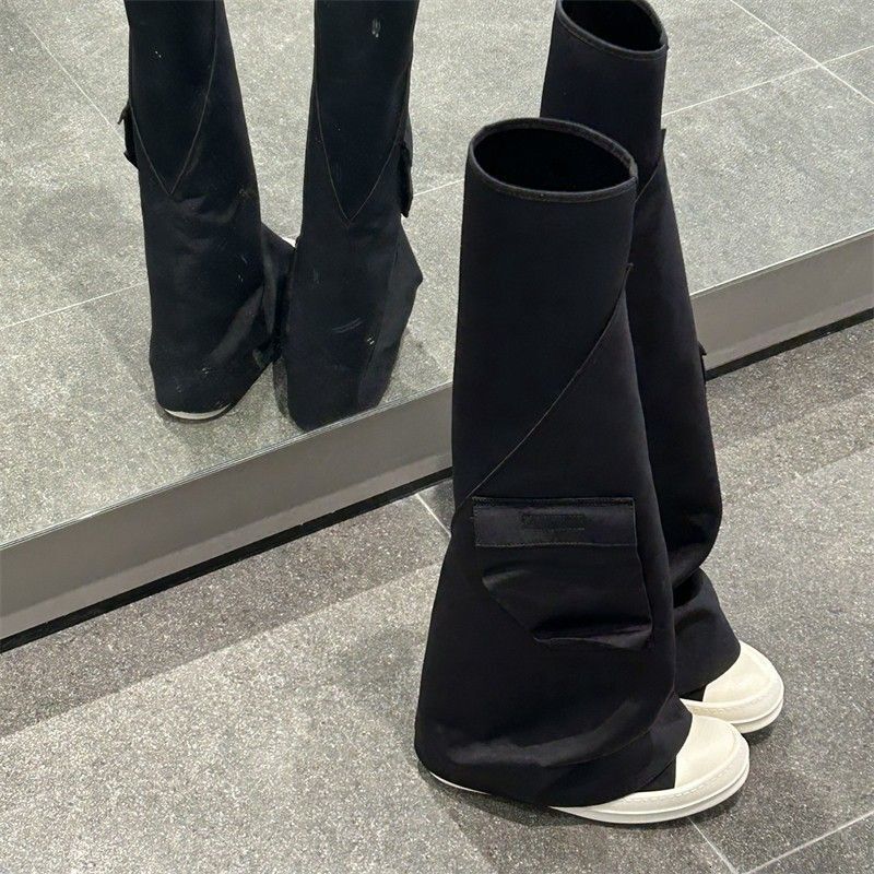 Wind pants over the knee boots, 2023 spring new trend pocket slim boots, versatile outerwear fashion boots