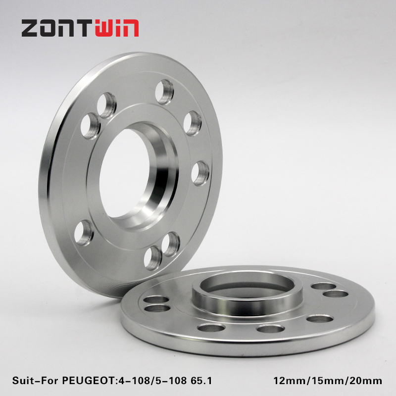2Pieces 12/15/20mm Wheel Spacers Adapters 4x108/5x108 65.1mm for Peugeot 206/207/208/301/307/308/3008/407/408/508/4008/5008