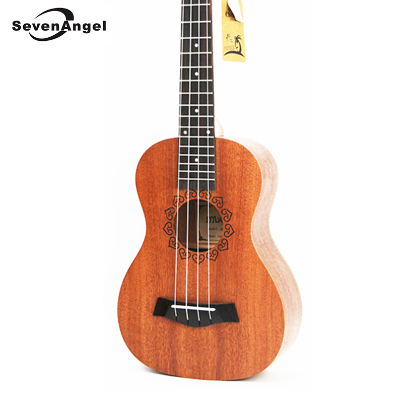 SevenAngel 21 Inch Mahogany Ukulele Soprano Travel Guitar Hawaii 4 Strings Ukelele Electric Acoustic Gitar with Pickup EQ