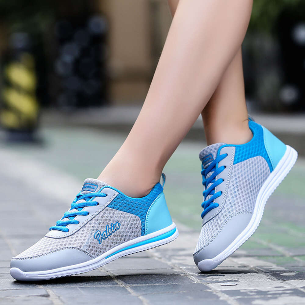 Shoes Flat Breathable Mesh Student Sports and Leisure Women's Running Single Wave Shoes, Large Size ddmythur