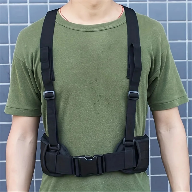 Tactical Battle Combat Airsoft Padded Equipment Molle Waist Belt with Adjustable Suspenders Free Straps 240401