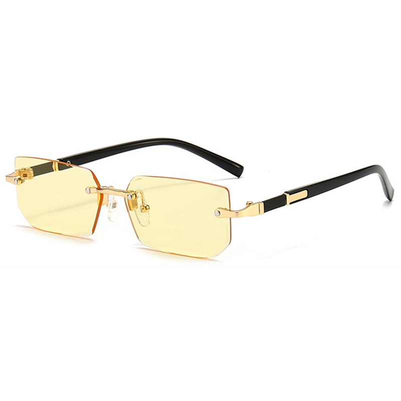 Square Rimless Sunglasses Rectangle Fashion Popular Women Men Shades Small Sun Glasses For Female Male Summer Traveling CAVALLO BIANCO CB