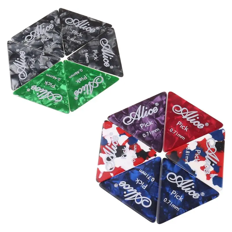 12pcs Celluloid Guitar Picks Big Triangle Pick Strumming Folk 0.46 0.71 0.81mm