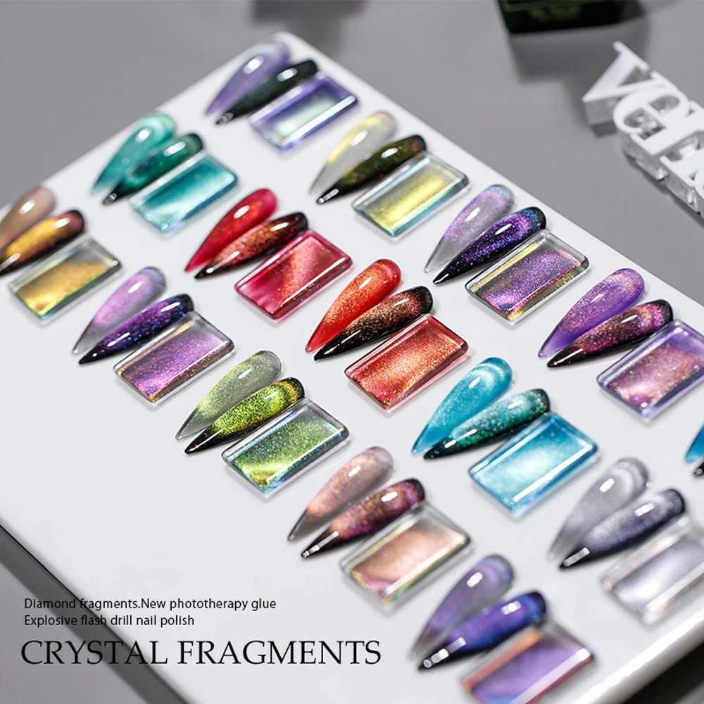 Nail Gel Vendeeni 15 Color/Set Colorful Crystal Aurora Cats Eye gel nail polish Magnetic gel UV LED Soap gel Decal Q241109