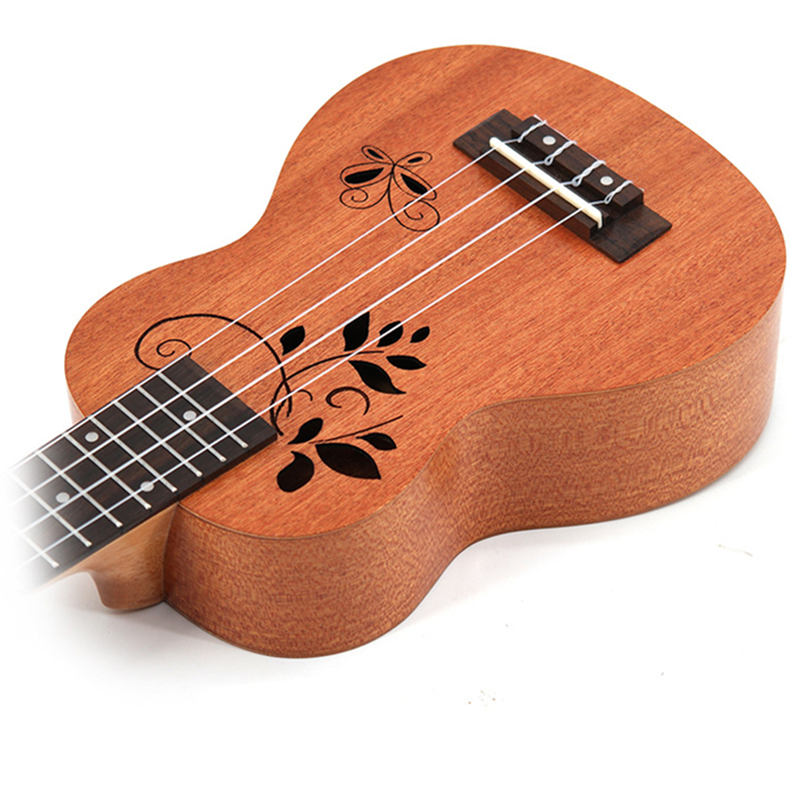 21 inch Butterfly love flower Sapele Ukulele Rosewood Fretboard 4 Strings Hawaiian Small Guitar Electric Ukulele with Pickup EQ