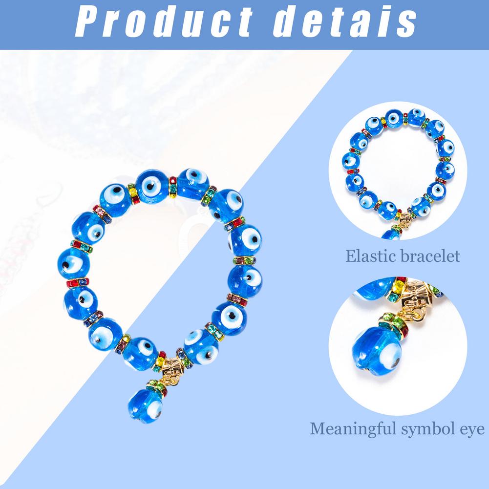 Evil Eyes Beaded new Bracelet 4 Types Blue Stretch Charm Wrist-band Chain 2025 Amulet Jewelry with Blue Eye Horseshoe Artificial Gemstone