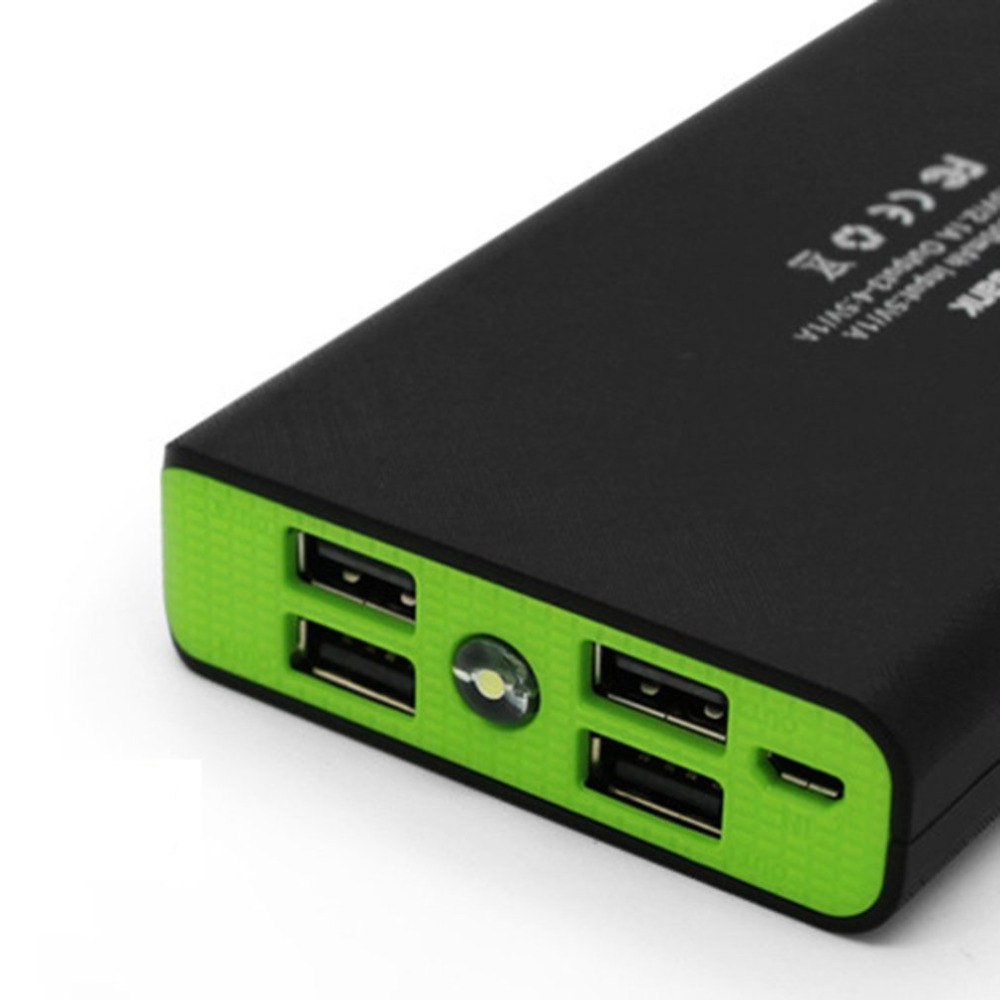 Power Bank Shell with LED Flashlight 4 USB Ports 5V 2A Power Bank Charger Case DIY Kits Powered By 6x 18650 Batteries