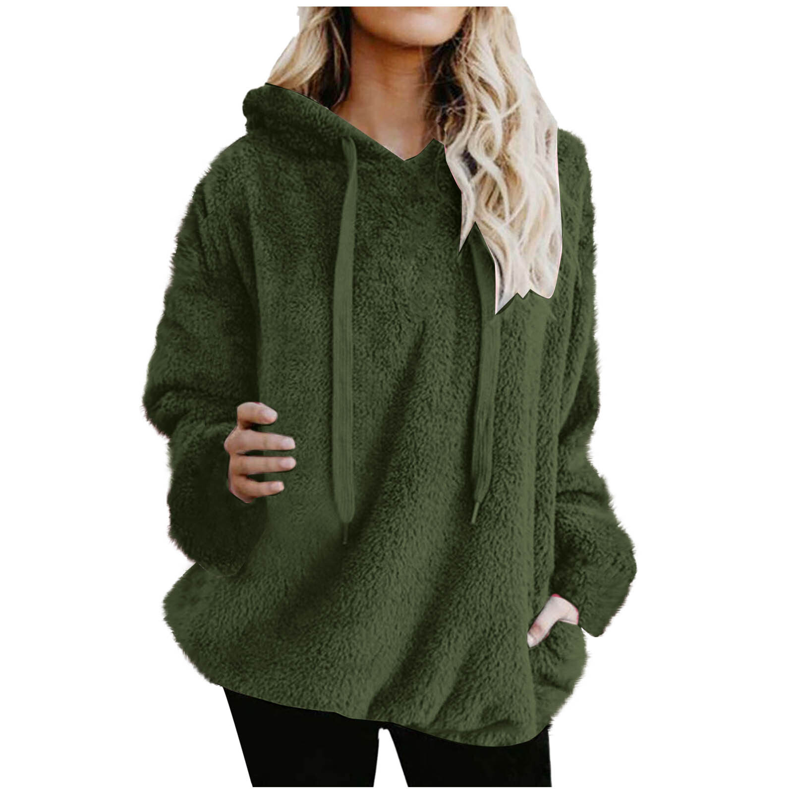 Designer TEMU long sleeved plush new women's thick hoodie