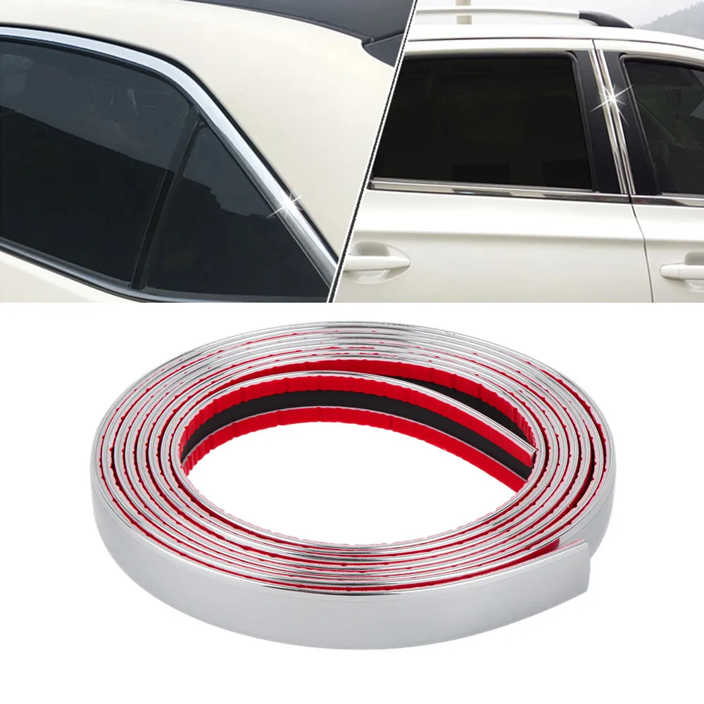 6/8/10/12/15/20mm Car Chrome Styling Decal Moulding Trim Strip Tape Auto DIY Body Bumper Protect Sticker