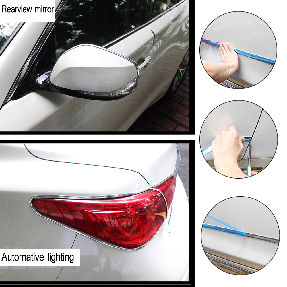 Sier Universal Self Adhesive Car-styling Styling Mouldings Car Rearview Mirror Bumper Protector Tape Side Door Chrome Strip 86fbe 5 f3bfd