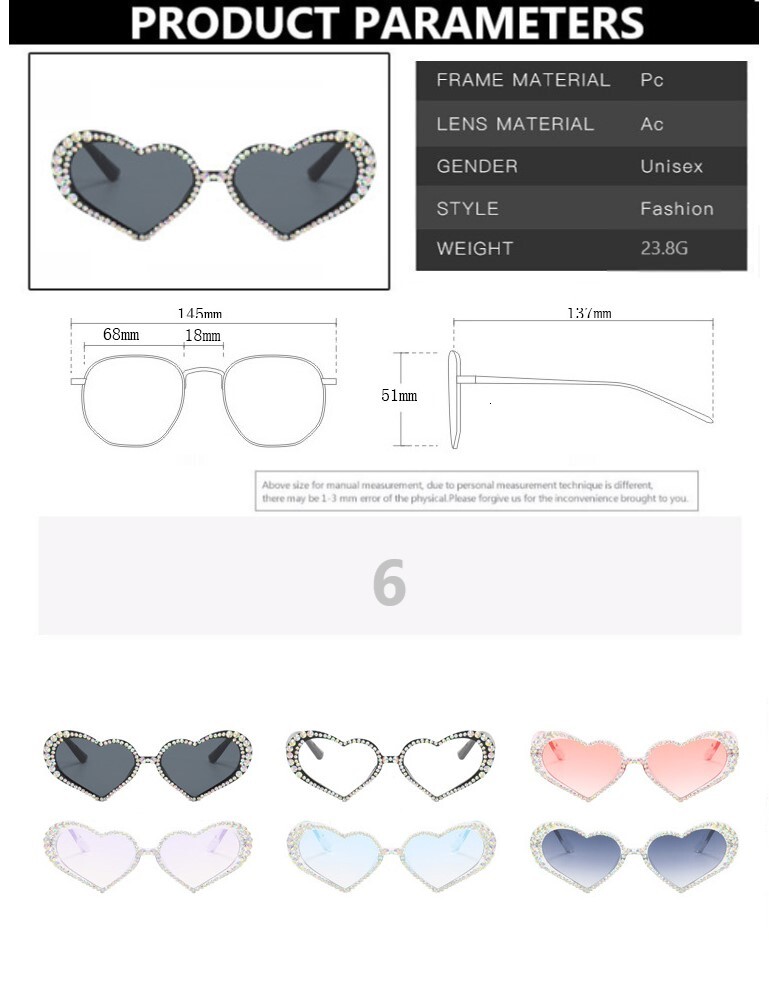 Love Heart Dia SunMoissanite Women Brand Designer 2023 New Fashion Gradient Eyewear Rhie Cat Eye Sun Moissanite glasses UV400