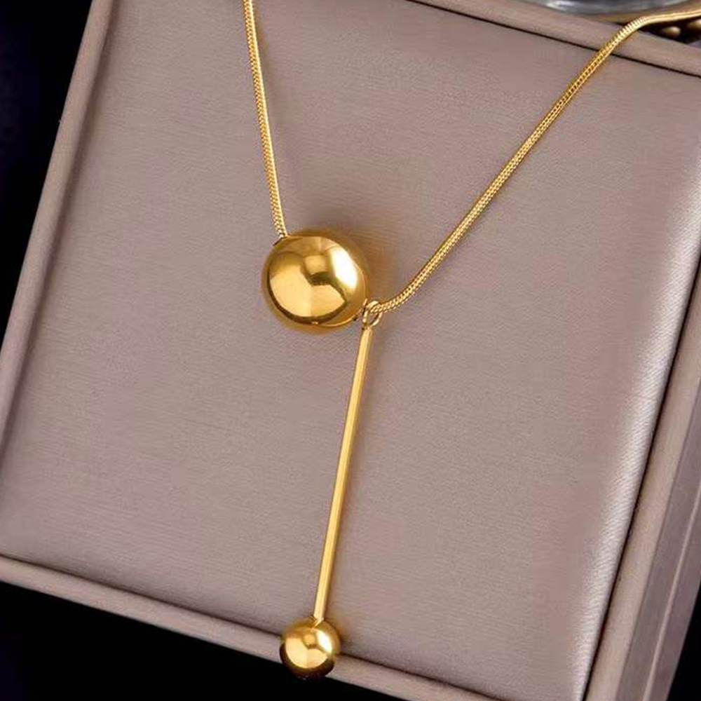 Simple Golden Ball Pendant Stainless Steel Short Necklace Non Fading Jewelry Sexy Elegent new Neck Chain For 2025 Woman Gifts