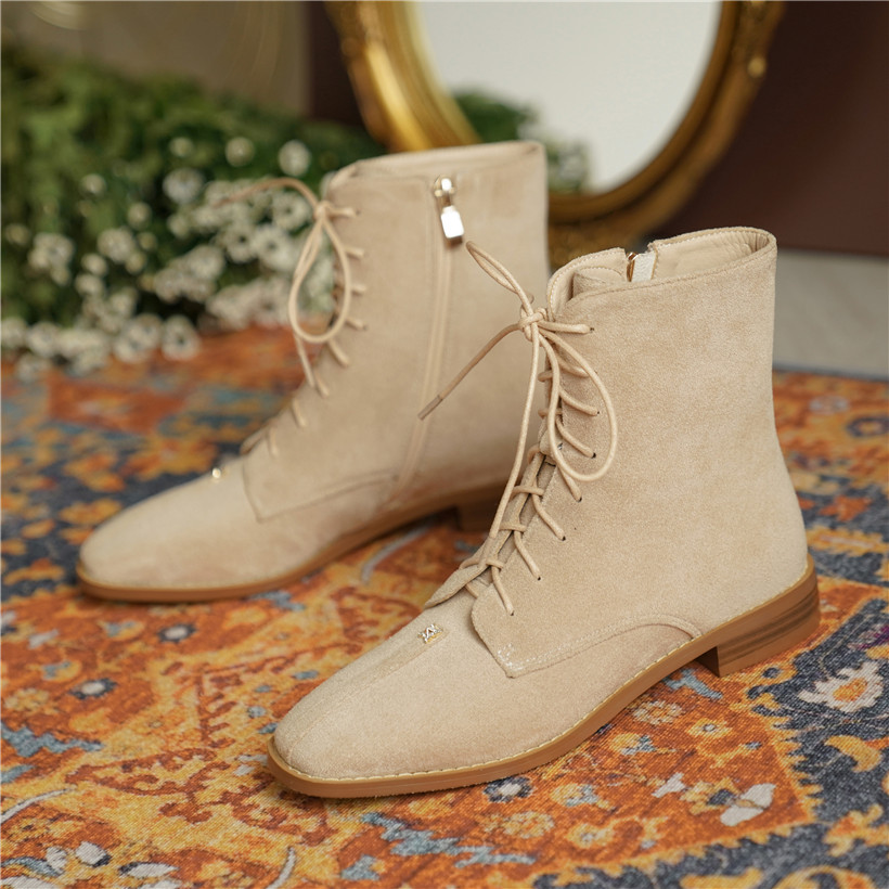 Winter Women Plush British new Boots Black Apricot Flock Crystal Casual Office 2025 Ladies Square Toe Low Square Heels Zipper Ankle Boots