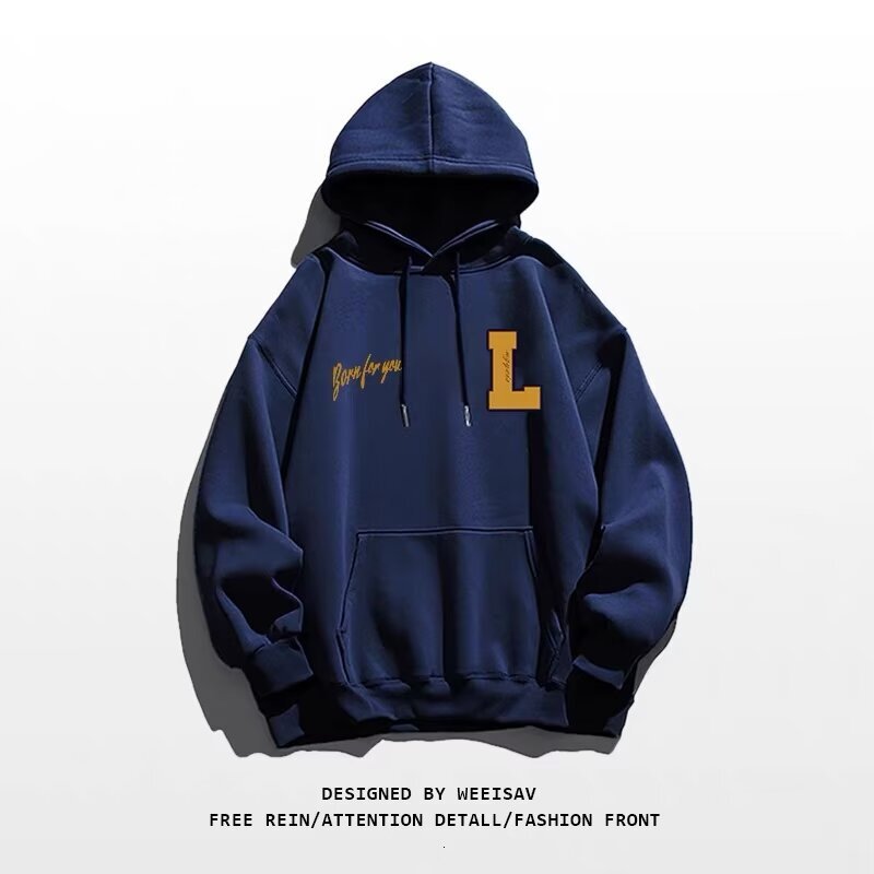 Designer hooded fleece hoodie men's 2024 autumn and winter new item street digital print versatile casual top jacket trendy