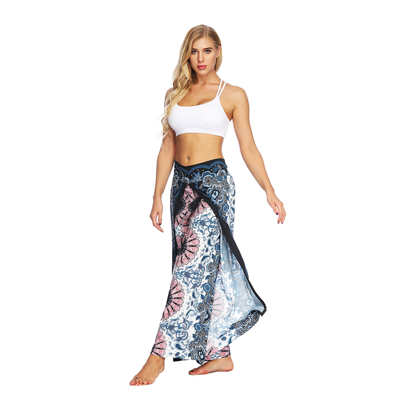 hot sale Women's Yoga Mandala Open Leg Pants Comfort Wide Leg Gypsy Hippie Aladdin Bohemian Pants Printed Thai Split Leg Harem Pants