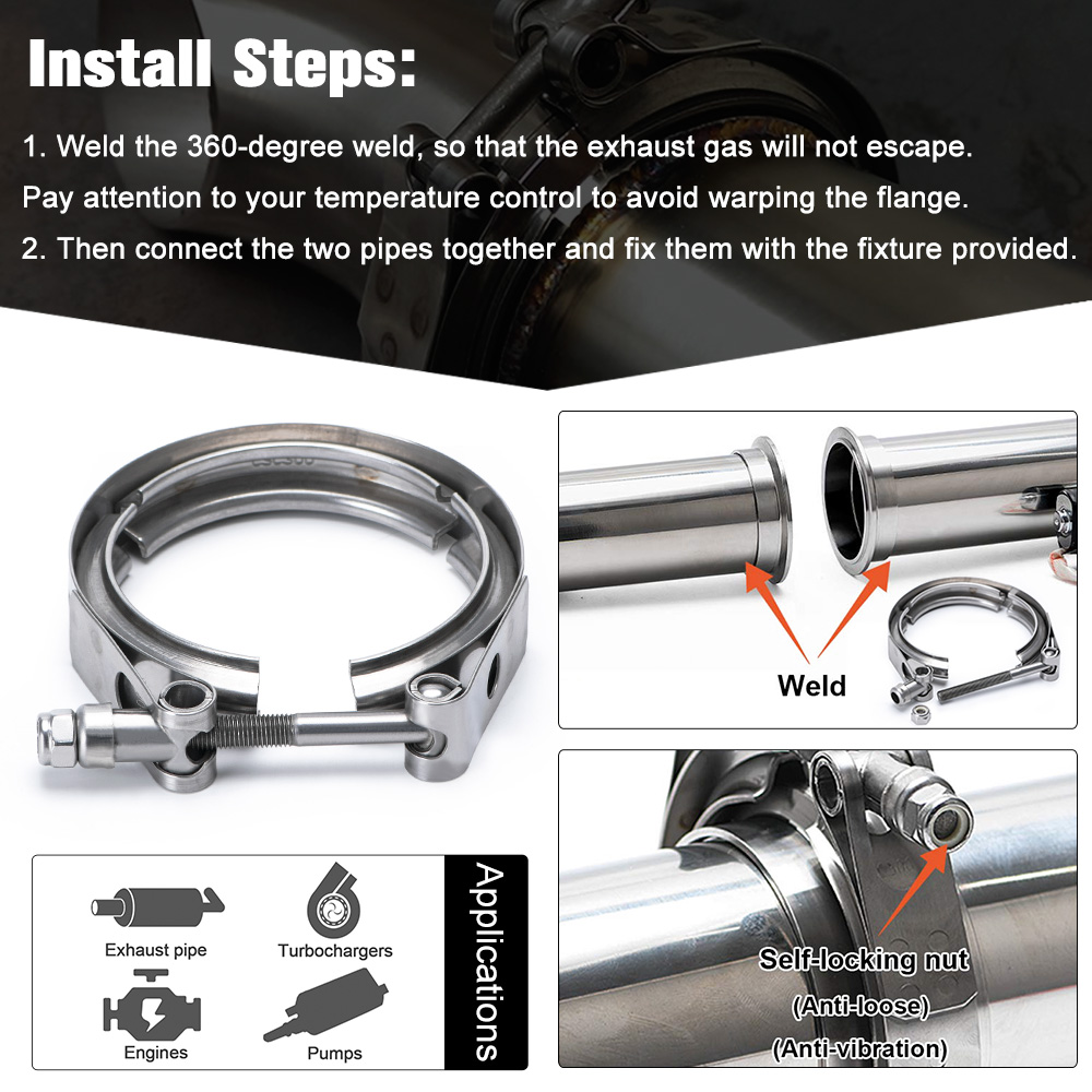 Normal or Quick Release V Band Clamp-2.0"/2.25"2.5"/2.75"/3.0"/3.25"/3.5"/4.0"Turbo/Downpipe/Hose /SS304 Car A