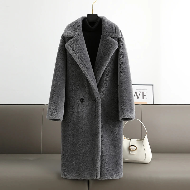 Womens Long Cashmere Coat Wool Womens Fabric Thick Warm Coat Oversized Fashion Street Clothing Teddy Bear Winter Jacket 241107