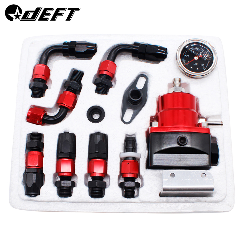 automobile refit universal adjustable aluminum alloy fuel pressure regulator instrument kit tubing 100PSI AN6 tubing fittings
