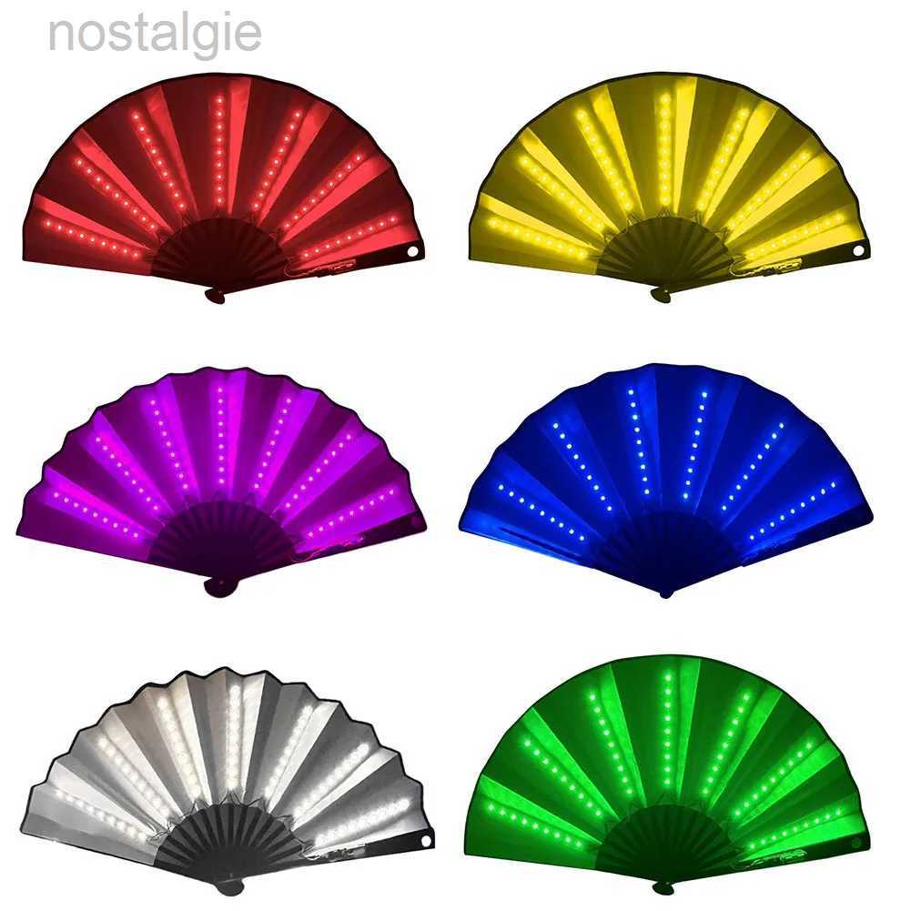 Led Rave Toy Folding LED Fan Glowing Light Up Hand Fan For Stage Performance Night Club Props Birthday Party Gift Home Decor 240410