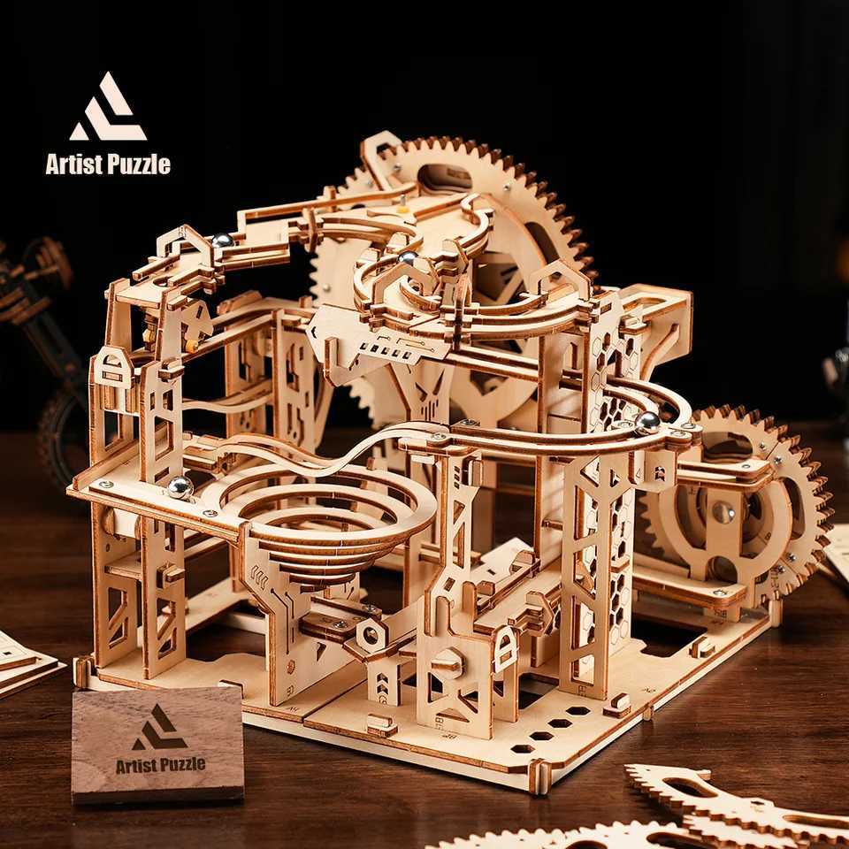 Difficulty Wooden Puzzle 3D Adult DIY Wooden Building Blocks Kit Toys and Wood Marble Run Puzzle Toys Childrens Christmas Gifts W241109