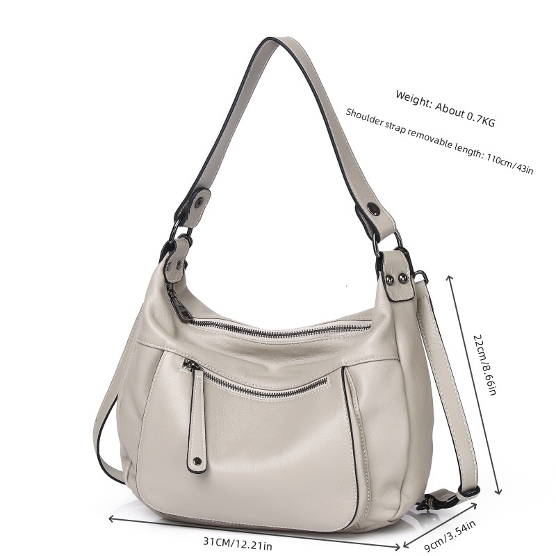 Fashion Genuine Leather Shoulder Bags Casual Versatile Cross Body Handbags Purses Cowhide Women Bag Genuine Leather Zipper Style Check BagVoyage